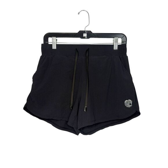 KaiAloha Supply Women’s Large Ocean Love Athletic Shorts Black Drawstring - Picture 1 of 4